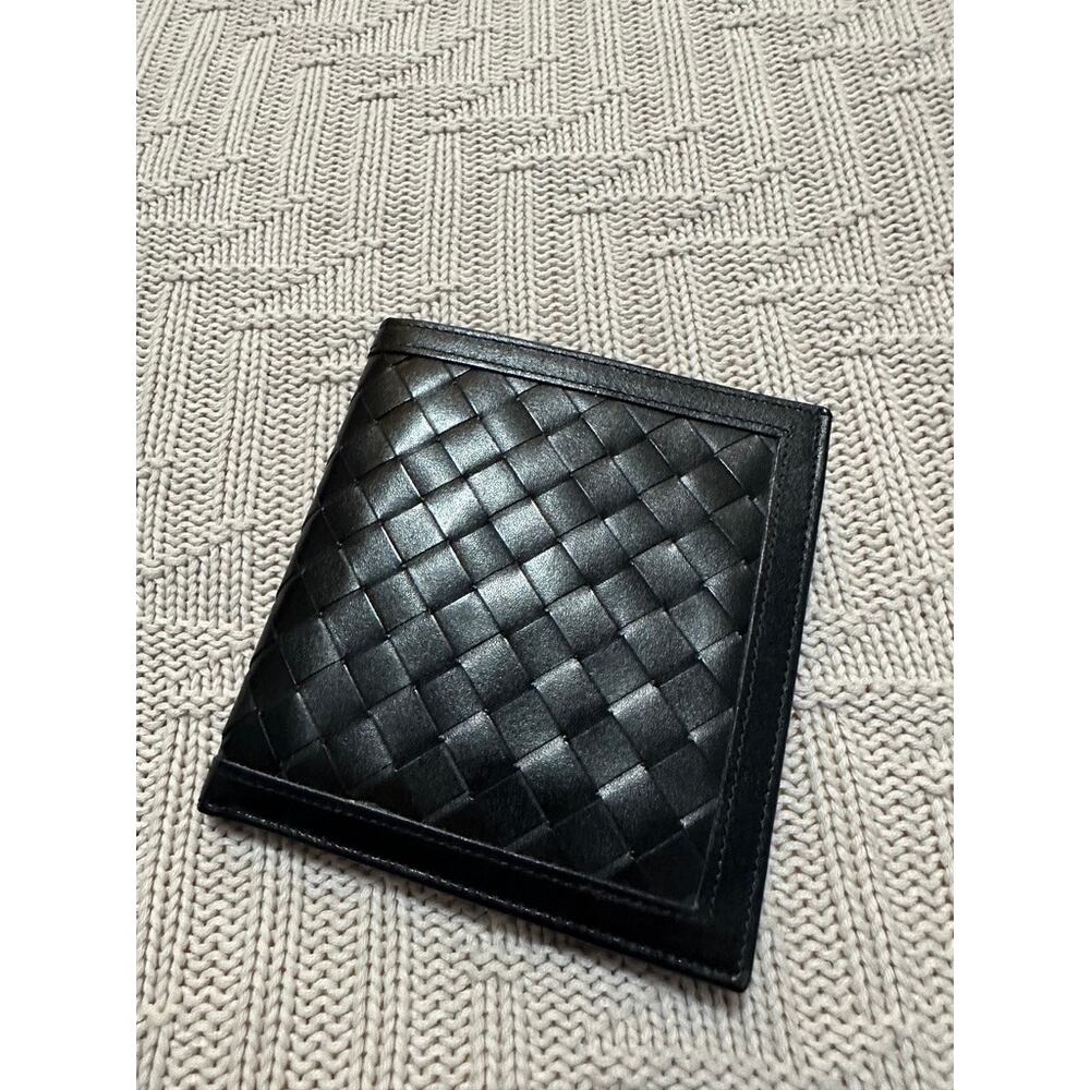 Vintage Prince Gardner black leather woven folded wallet NWT